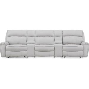 Signature Design by Ashley Grafton Pike Modular Power Reclining Sectional Sofa, Adjustable Headrests, Storage Consoles with Cup Holders, USB Charging for Living Room