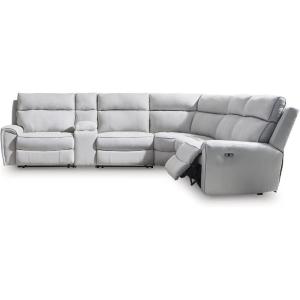 Signature Design by Ashley Grafton Pike Modular Sectional Sofa with Power Reclining, Adjustable Headrests and Storage Console, L Shaped Couch for Living Room Seating, 136″ x 123″