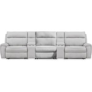 Signature Design by Ashley Grafton Pike Sectional Sofa, Modular Power Reclining Seating with Storage Consoles and USB Charging for Living Room Comfort, 142″ W
