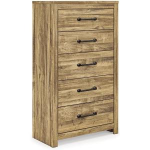 Signature Design by Ashley Hastiport Farmhouse 5-Drawer Chest with Safety Stop, Light Brown