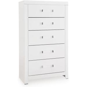 Signature Design by Ashley Marzoni Contemporary 5-Drawer Chest with Safety Stop, White