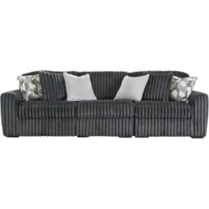Signature Design by Ashley Midnight-Madness Sectional Couch in Gunmetal Gray, Jumbo Corduroy Comfort with High-Resiliency Support for Living Room Seating, 127″ W x 41″ D x 40″ H