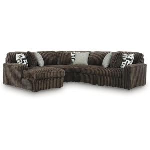Signature Design by Ashley Midnight-Madness Sectional Couch with Chaise, Soft Jumbo Corduroy Sofa for Relaxed Living Room Comfort, High-Resiliency Cushions, 116″ x 122″, Brown(Dark Brown)