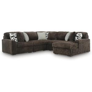 Signature Design by Ashley Midnight-Madness Sectional Couch with Chaise, Soft Jumbo Corduroy Sofa for Relaxed Living Room Comfort, High-Resiliency Cushions, 122″ x 116″, Brown