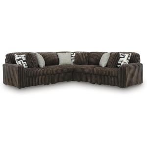 Signature Design by Ashley Midnight-Madness Sectional Sofa, Jumbo Corduroy L Shaped Couch for Living Room Comfort, Reinforced Frame and Platform Support, Brown, 122 x 122 x 40(Dark Brown)