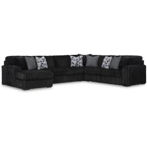 Signature Design by Ashley Midnight-Madness Sectional Sofa with Chaise, Jumbo Corduroy Upholstery, Deep Seat Living Room Sectional Sofa for Lounge-Friendly Seating, 151″ x 122″ x 40″