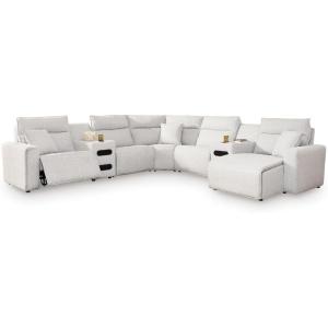 Signature Design by Ashley Modmax II Power Reclining Sectional Couch with Chaise and Audio Consoles, Modular Performance Fabric, Contemporary Living Room Sectional