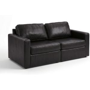 Signature Design by Ashley Modmax II Sectional Sofa Loveseat, Modular Design, Top Grain Leather Seating, Contemporary Living Room Sectionals for Flexible Seating, Black