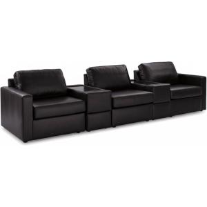 Signature Design by Ashley Modmax II Sectional Sofa, Modular Design, Storage Consoles, Top Grain Leather Seating, Sectionals for Living Room for Contemporary Everyday Lounging, Black