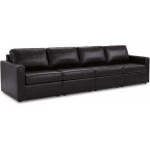Signature Design by Ashley Modmax II Sectional Sofa, Modular Design, Top Grain Leather Seating, Contemporary Living Room Sectionals for Flexible Entertaining, Black