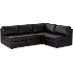 Signature Design by Ashley Modmax II Sectional Sofa, Modular Desugn, Top Grain Leather Seating, Contemporary Sectionals for Living Room Seating for Flexible Everyday Lounging, Black