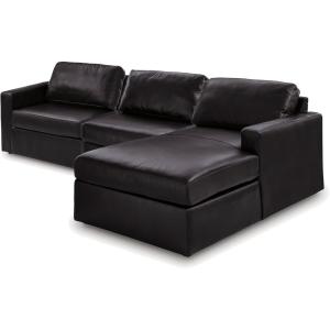 Signature Design by Ashley Modmax II Sectional Sofa with Chaise, Modular Design, Top Grain Leather Seating, Contemporary Living Room Sectionals for Flexible Lounging, Black