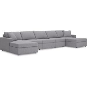 Signature Design by Ashley Modmax Sectional Sofa, Double Chaise Easy‑Clean Nuvella Fabric Seating for Living Room Movie Nights and Entertaining, 174′ W x 68′ D x 36′ H