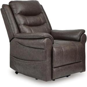 Signature Design by Ashley Oatman Recliner Chair, Power Lift with Heat & Massage, Faux Leather Upholstery, One‑Touch Control and USB Charging for Everyday Living Room Comfort