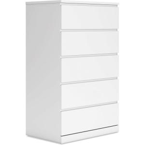 Signature Design by Ashley Onita Modern Dresser Chest with 5 Smooth-Gliding Drawers, Meets ASTM International Safety Standards, White, 29.88′ W x 19.29′ D x 52.32′ H(White)