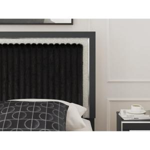 Signature Design by Ashley Ravalori Contemporary Upholstered Panel Headboard with Adjustable Height, Queen, White(Black)