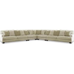 Signature Design by Ashley Rawcliffe Sectional Sofa, Contemporary Microfiber Oversized Couch with Reversible Cushions for Comfort, Spacious Living Room Seating, Cream
