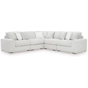 Signature Design by Ashley Stupendous Sectional Sofa, Jumbo Cord Fabric Sectionals with Feather Cushions, Modern Living Room Seating for Relaxed Entertaining, Neutral