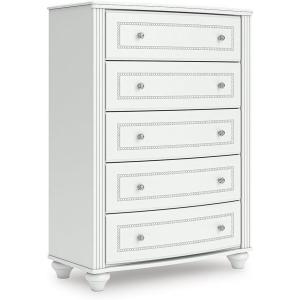 Signature Design by Ashley Trindura Traditional 5-Drawer Chest with Safety Stop and Anti -Tipping, White