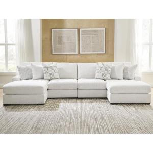 Signature Design by Ashley Wynncroft Manor Double Chaise Sectional Sofa, Easy‑Clean Performance Fabric, Living Room Sectionals, Casual Contemporary Seating for Family Rooms