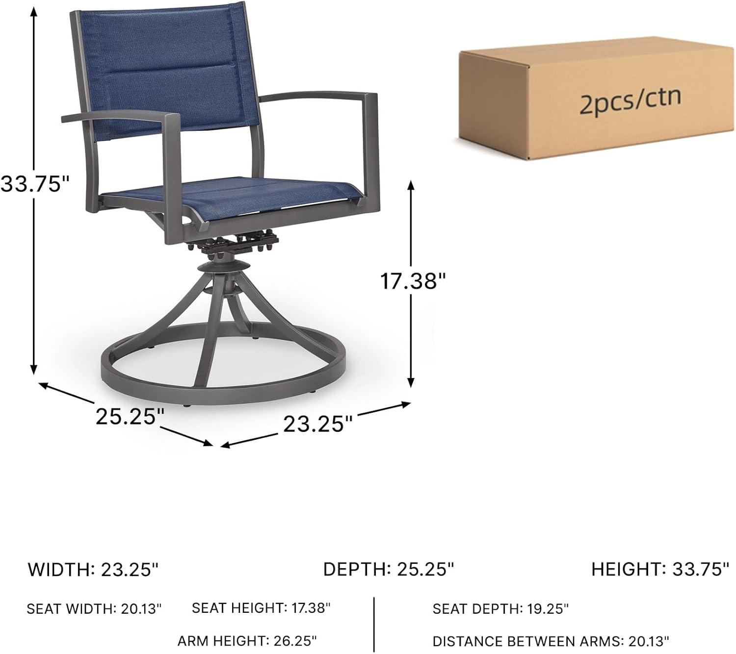 imageSignature Design By Ashley Point Bonita Swivel Outdoor Chair 360Degree Motion Aluminum Frame with Padded Sling Seat for Patio Or Porch AllWeather GrayBlue Set of 2