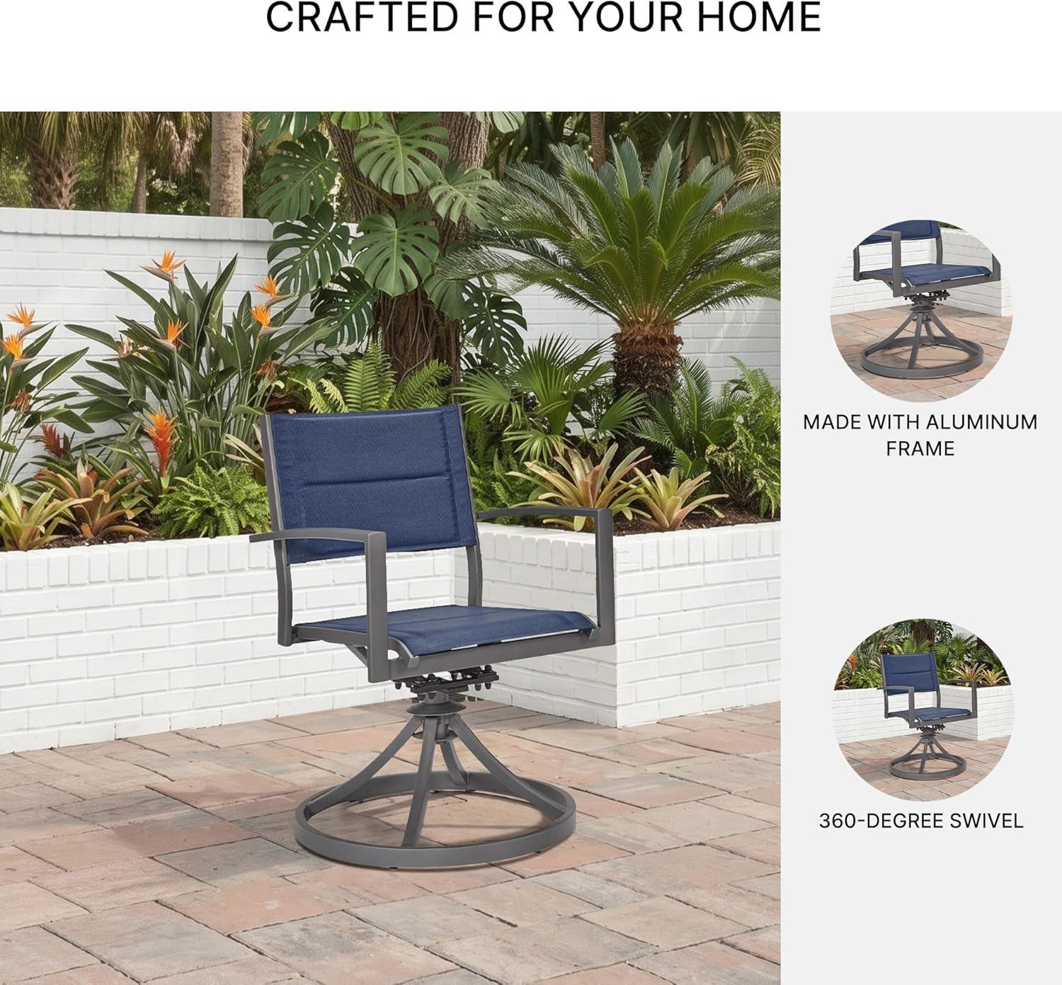 imageSignature Design By Ashley Point Bonita Swivel Outdoor Chair 360Degree Motion Aluminum Frame with Padded Sling Seat for Patio Or Porch AllWeather GrayBlue Set of 2