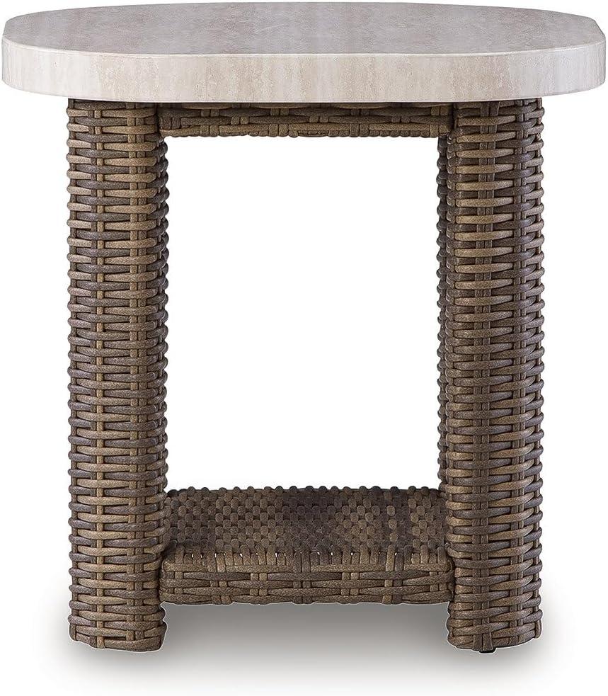 imageSignature Design by Ashley Angel Island Outdoor Table AllWeather Resin Wicker and Aluminum Compact Shelf Design for Patio Poolside and Deck Use Outside Living