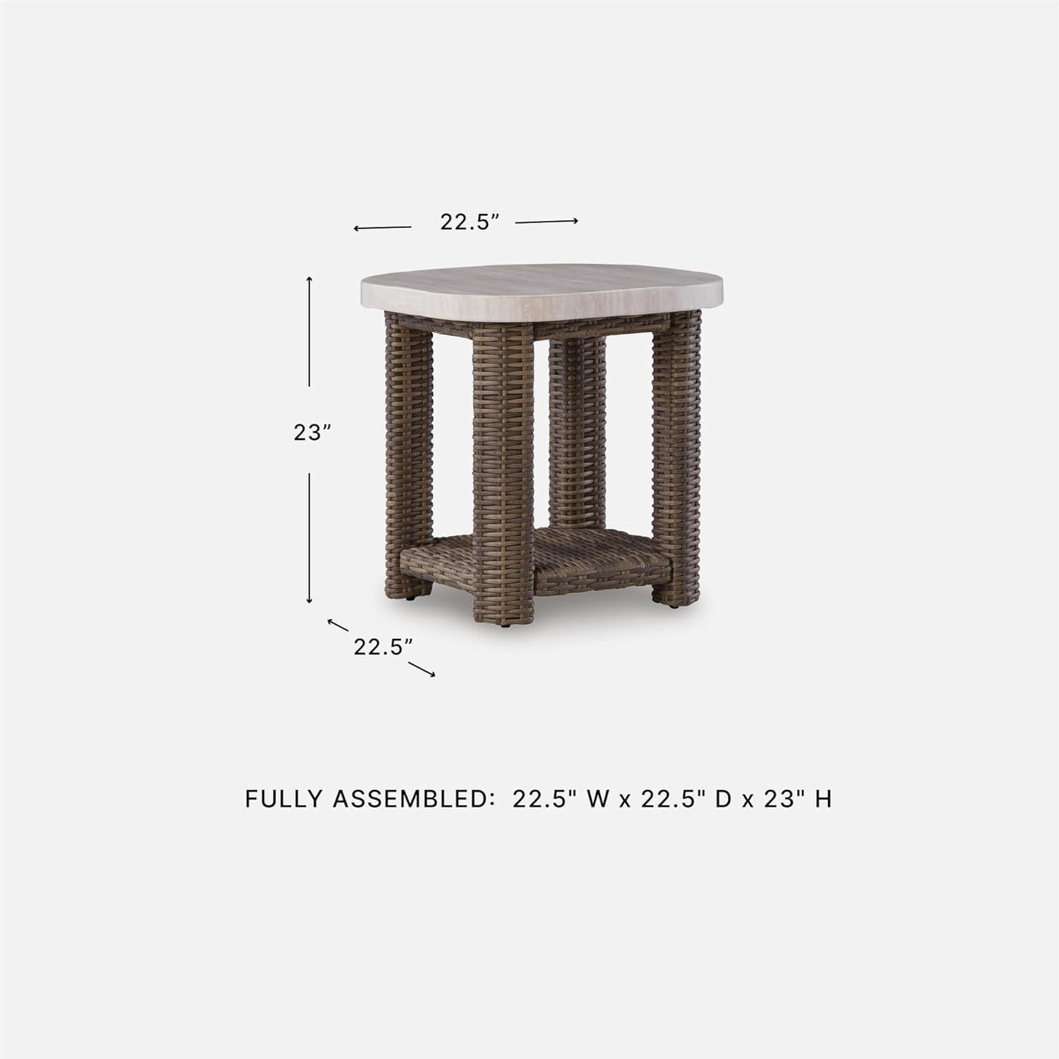 imageSignature Design by Ashley Angel Island Outdoor Table AllWeather Resin Wicker and Aluminum Compact Shelf Design for Patio Poolside and Deck Use Outside Living