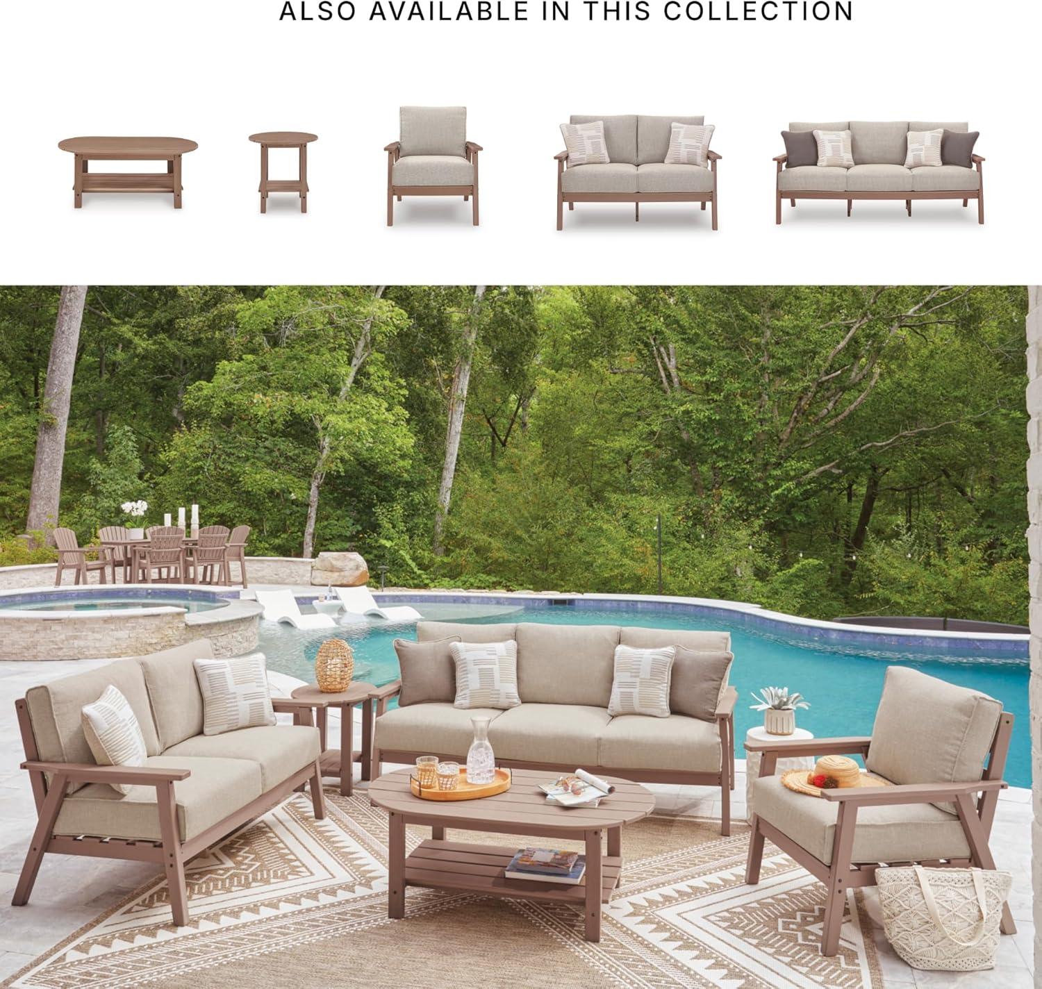 imageSignature Design by Ashley Cliffs Beach Outdoor Coffee Table with WeatherResistant MEGATUFF HDPE Slatted Top Patio and Poolside Seating Areas 48 W x 2625 D x 18 H