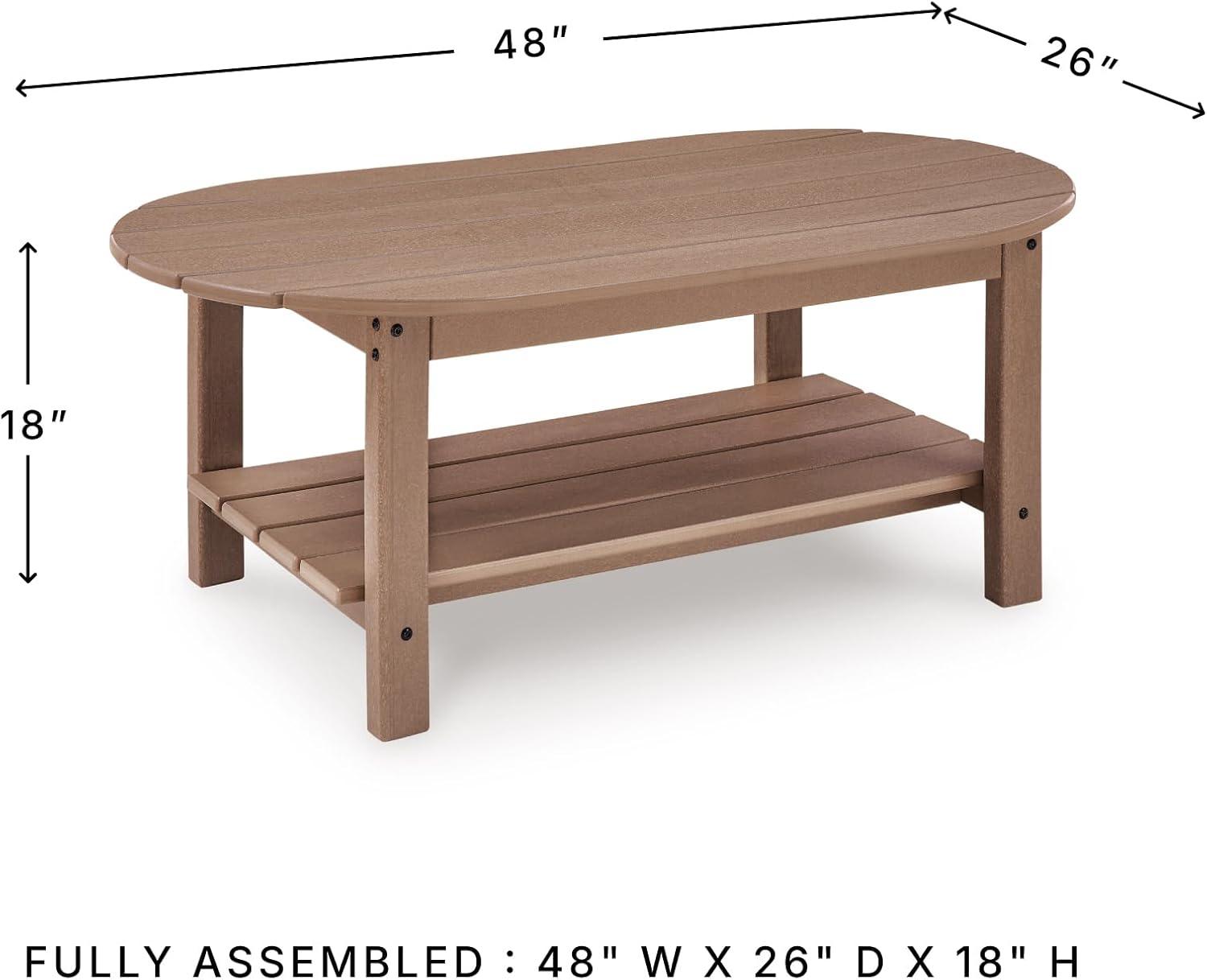 imageSignature Design by Ashley Cliffs Beach Outdoor Coffee Table with WeatherResistant MEGATUFF HDPE Slatted Top Patio and Poolside Seating Areas 48 W x 2625 D x 18 H
