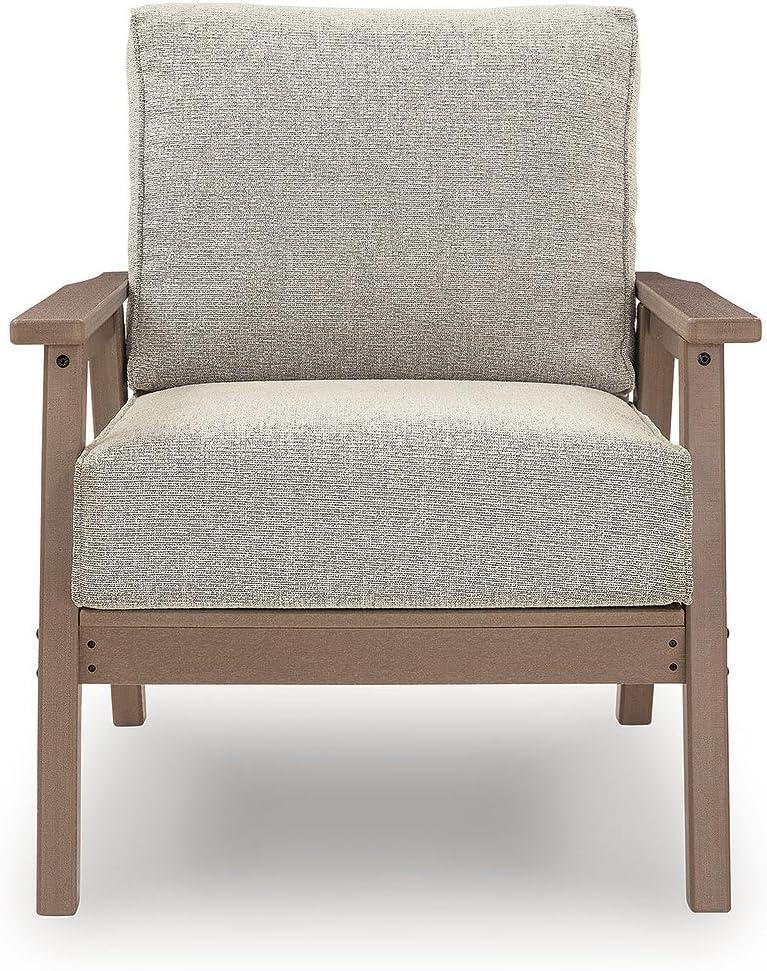 imageSignature Design by Ashley Cliffs Beach Outdoor Lounge Chair with MEGATUFF HDPE WoodLook Frame Nuvella Cushions WeatherResistant Patio Seating for Backyard Deck Set of 2