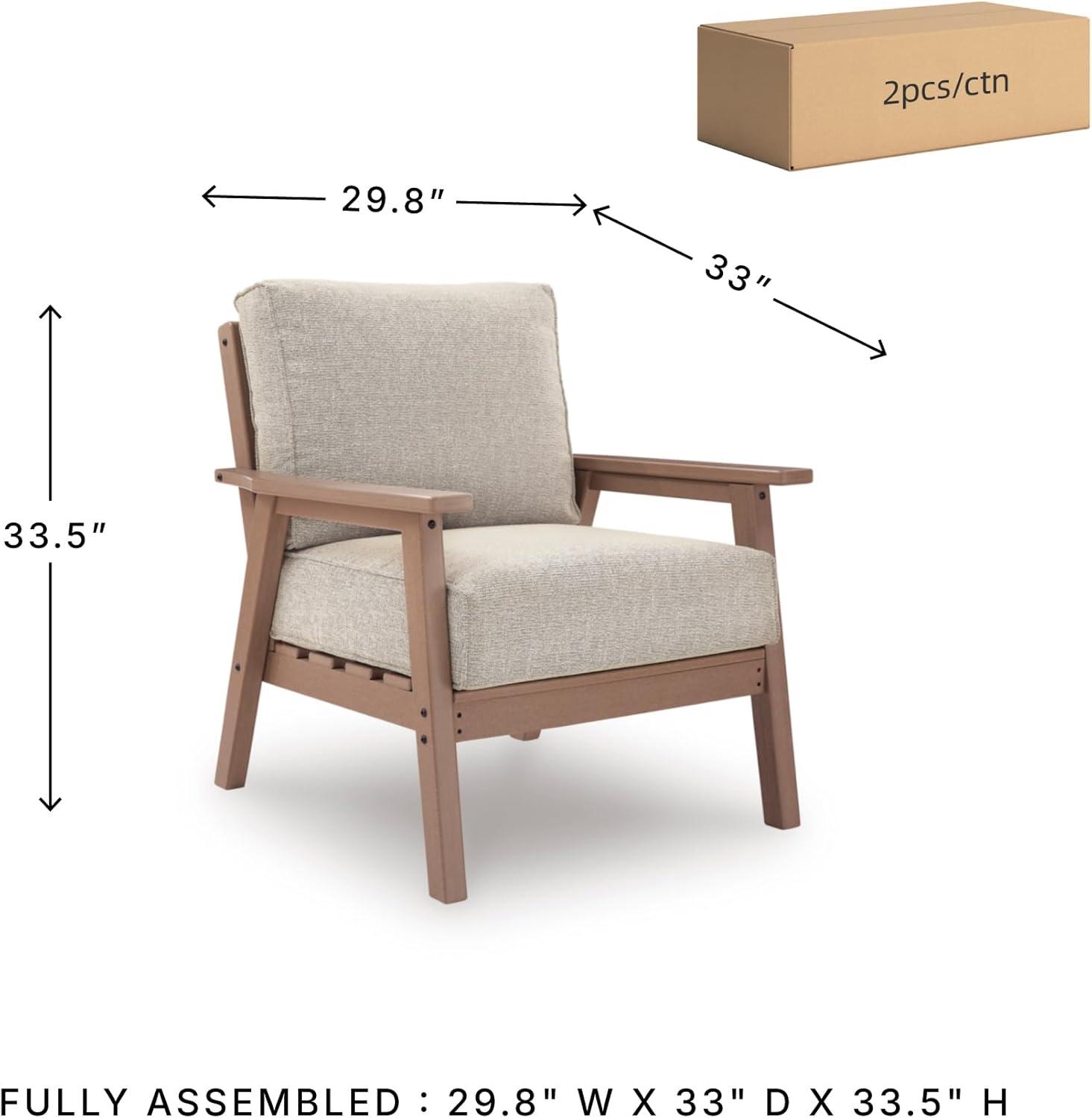 imageSignature Design by Ashley Cliffs Beach Outdoor Lounge Chair with MEGATUFF HDPE WoodLook Frame Nuvella Cushions WeatherResistant Patio Seating for Backyard Deck Set of 2