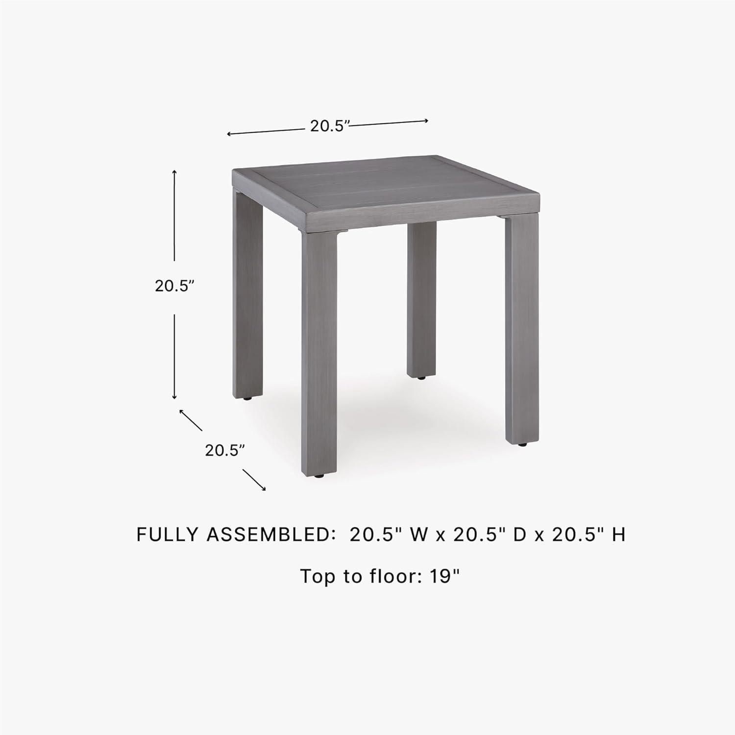 imageSignature Design by Ashley Dillon Beach Durable Outdoor Side Table AllWeather Aluminum Frame for LowMaintenance Patio Backyard or Poolside Living Gray