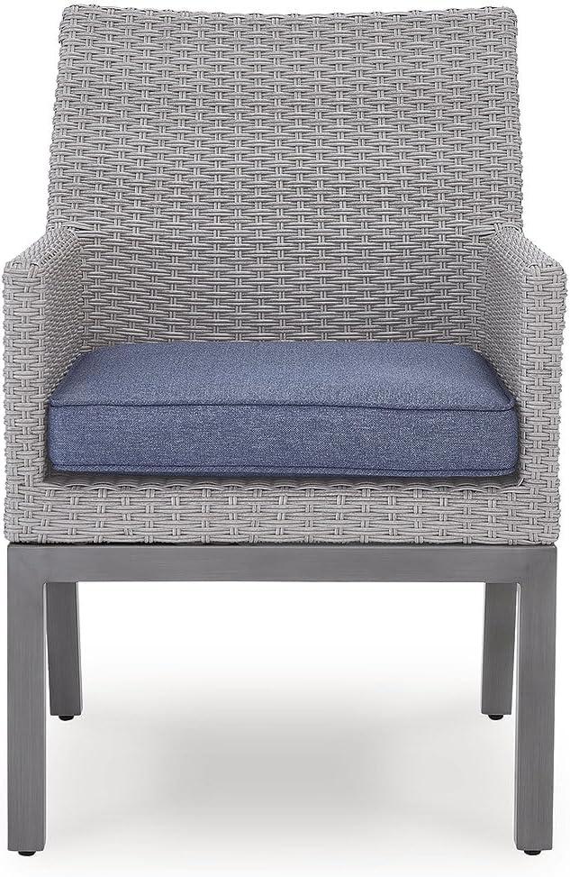 imageSignature Design by Ashley Dillon Beach Outdoor Armchair Gray Resin Wicker Aluminum Frame Nuvella Fabric Cushions LowMaintenance Patio Porch or Deck Seating Set of 2