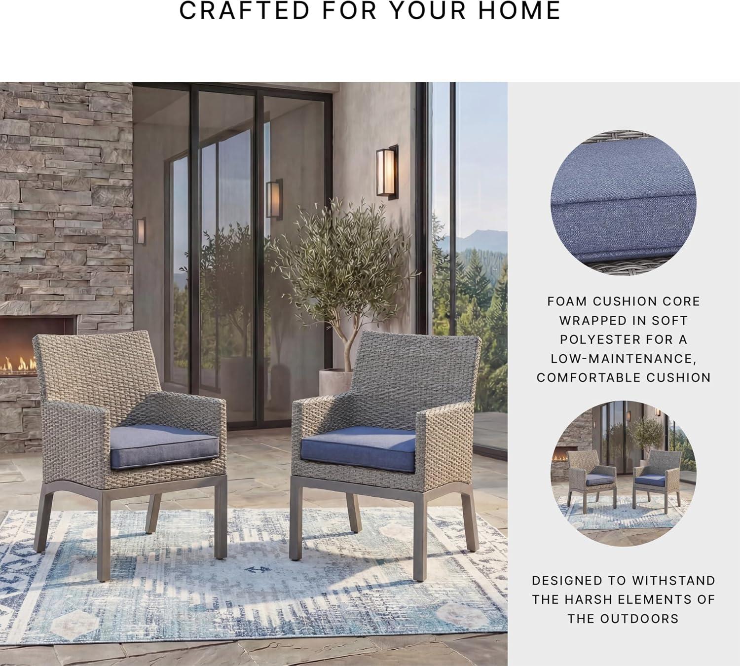 imageSignature Design by Ashley Dillon Beach Outdoor Armchair Gray Resin Wicker Aluminum Frame Nuvella Fabric Cushions LowMaintenance Patio Porch or Deck Seating Set of 2