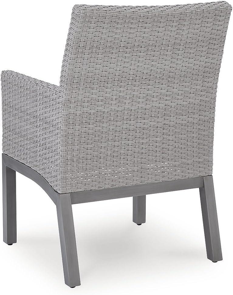 imageSignature Design by Ashley Dillon Beach Outdoor Armchair Gray Resin Wicker Aluminum Frame Nuvella Fabric Cushions LowMaintenance Patio Porch or Deck Seating Set of 2