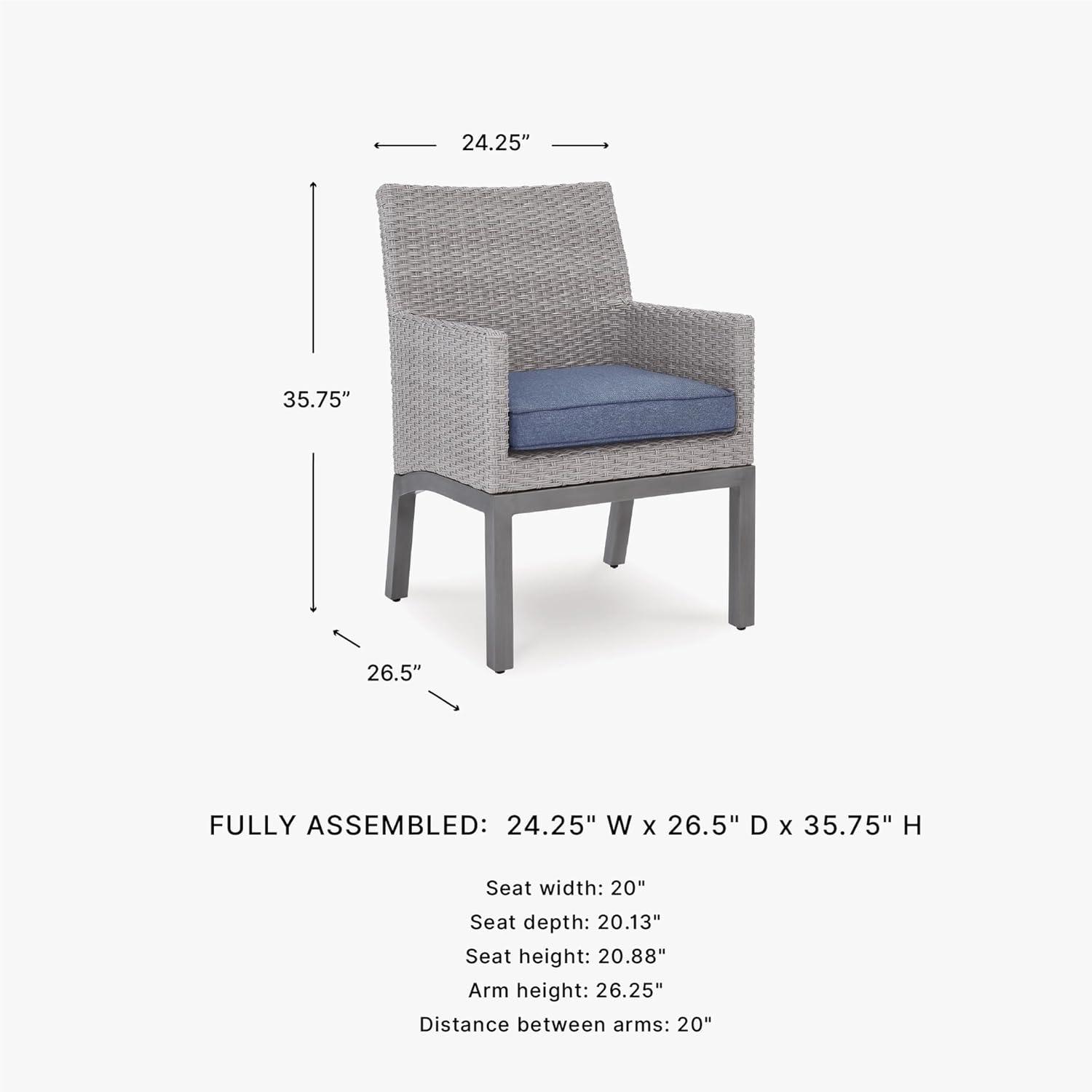 imageSignature Design by Ashley Dillon Beach Outdoor Armchair Gray Resin Wicker Aluminum Frame Nuvella Fabric Cushions LowMaintenance Patio Porch or Deck Seating Set of 2