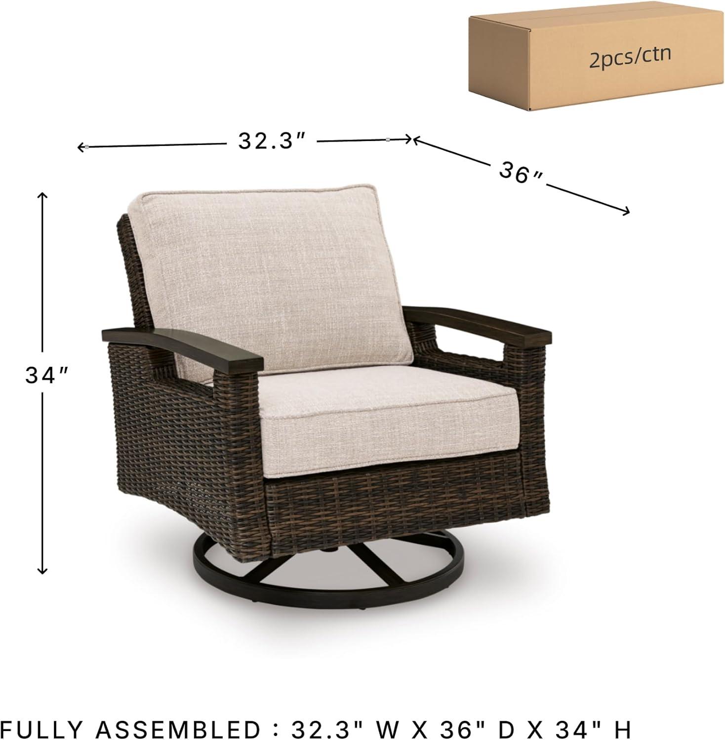 imageSignature Design by Ashley Drakes Beach Outdoor Lounge Chair Resin Wicker Aluminum Frame 360Degree Swivel Rocker Comfort for Patio Deck Entertaining