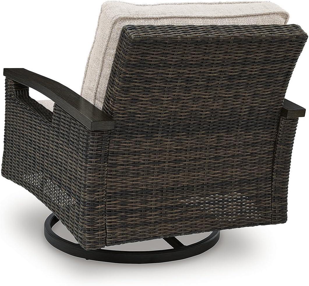 imageSignature Design by Ashley Drakes Beach Outdoor Lounge Chair Resin Wicker Aluminum Frame 360Degree Swivel Rocker Comfort for Patio Deck Entertaining