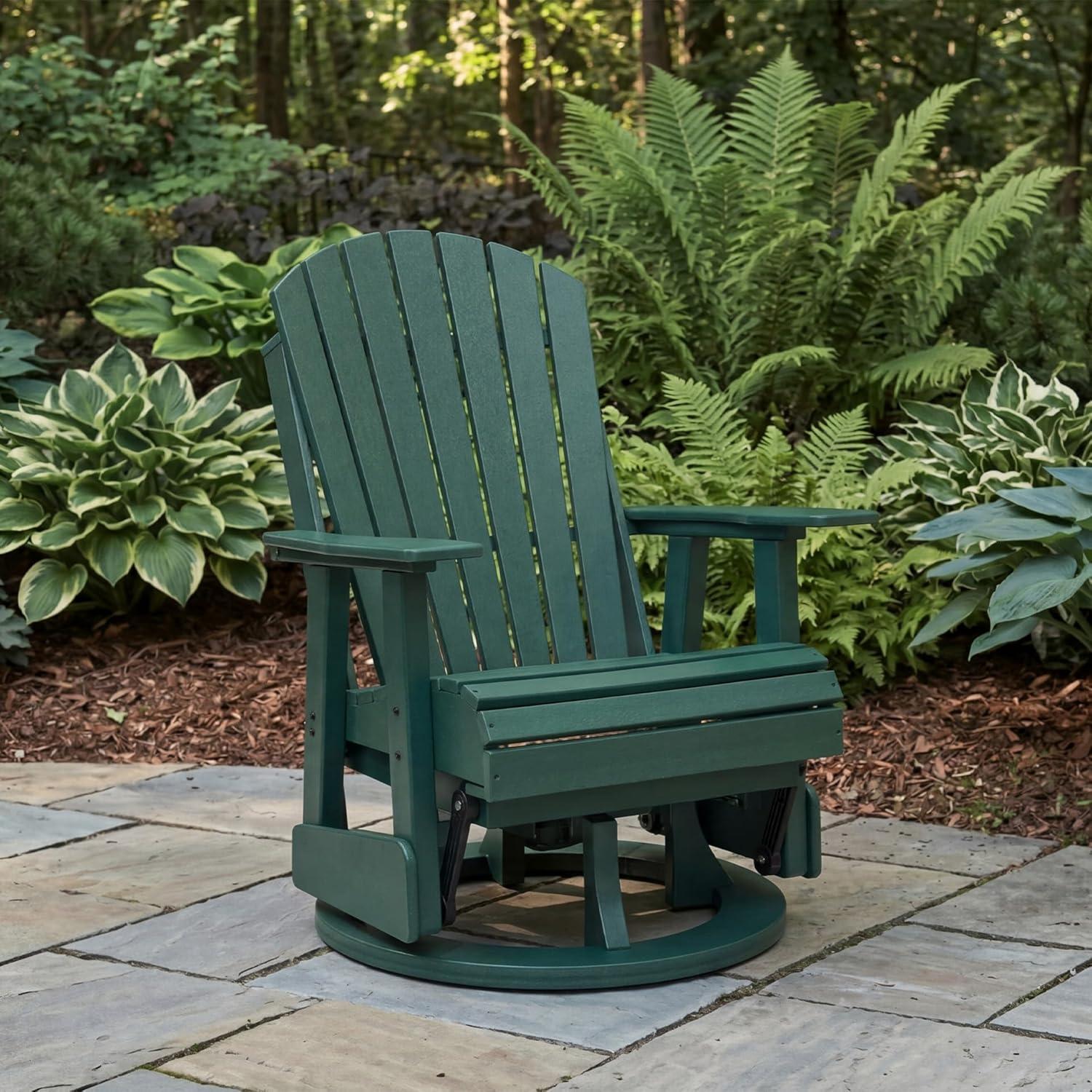 imageSignature Design by Ashley Hyland Wave Outdoor Chair 360Degree Swivel Glider MEGATUFF HDPE AdirondackInspired Lounger Design for Patio and Porch Green