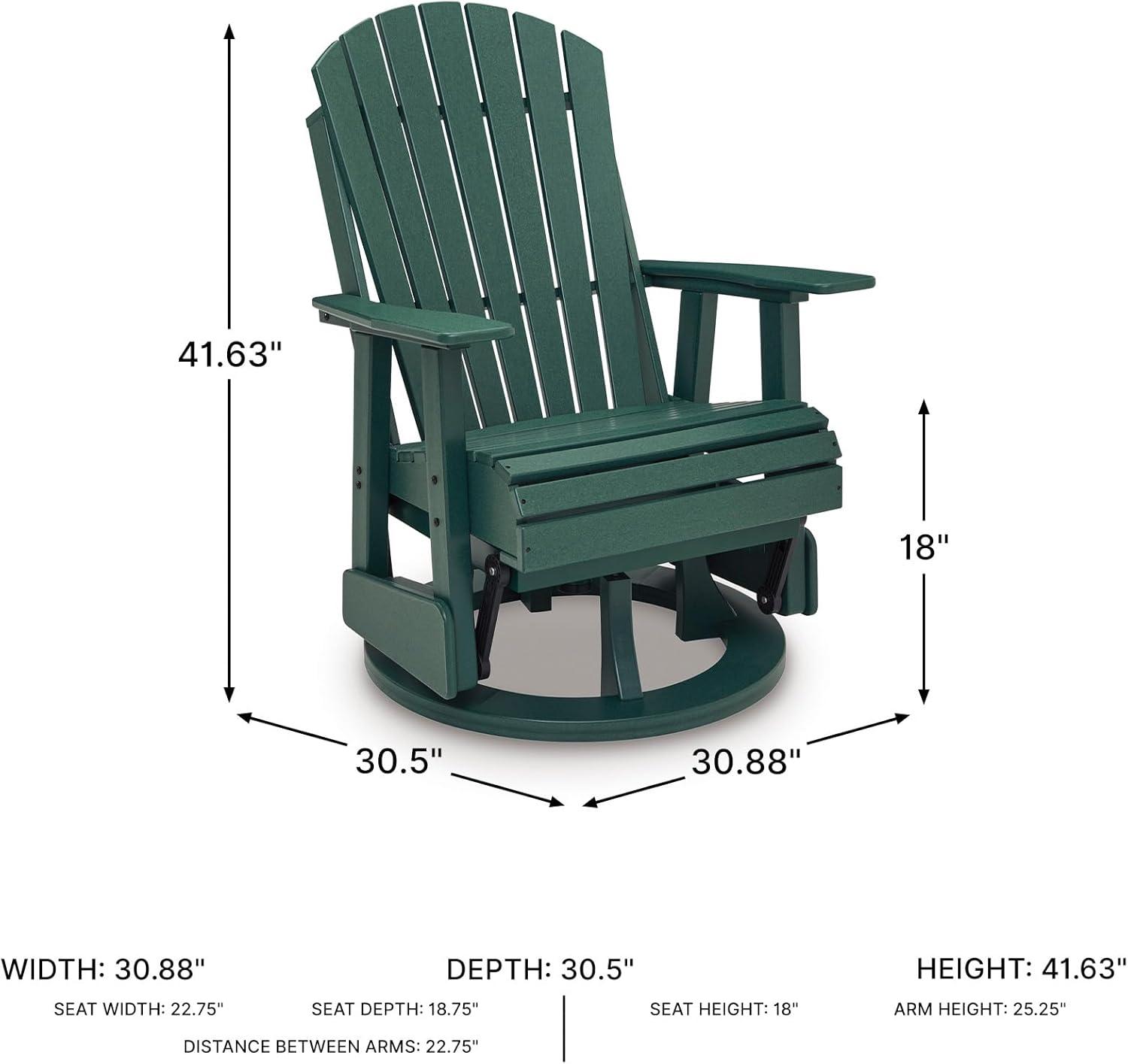 imageSignature Design by Ashley Hyland Wave Outdoor Chair 360Degree Swivel Glider MEGATUFF HDPE AdirondackInspired Lounger Design for Patio and Porch Green