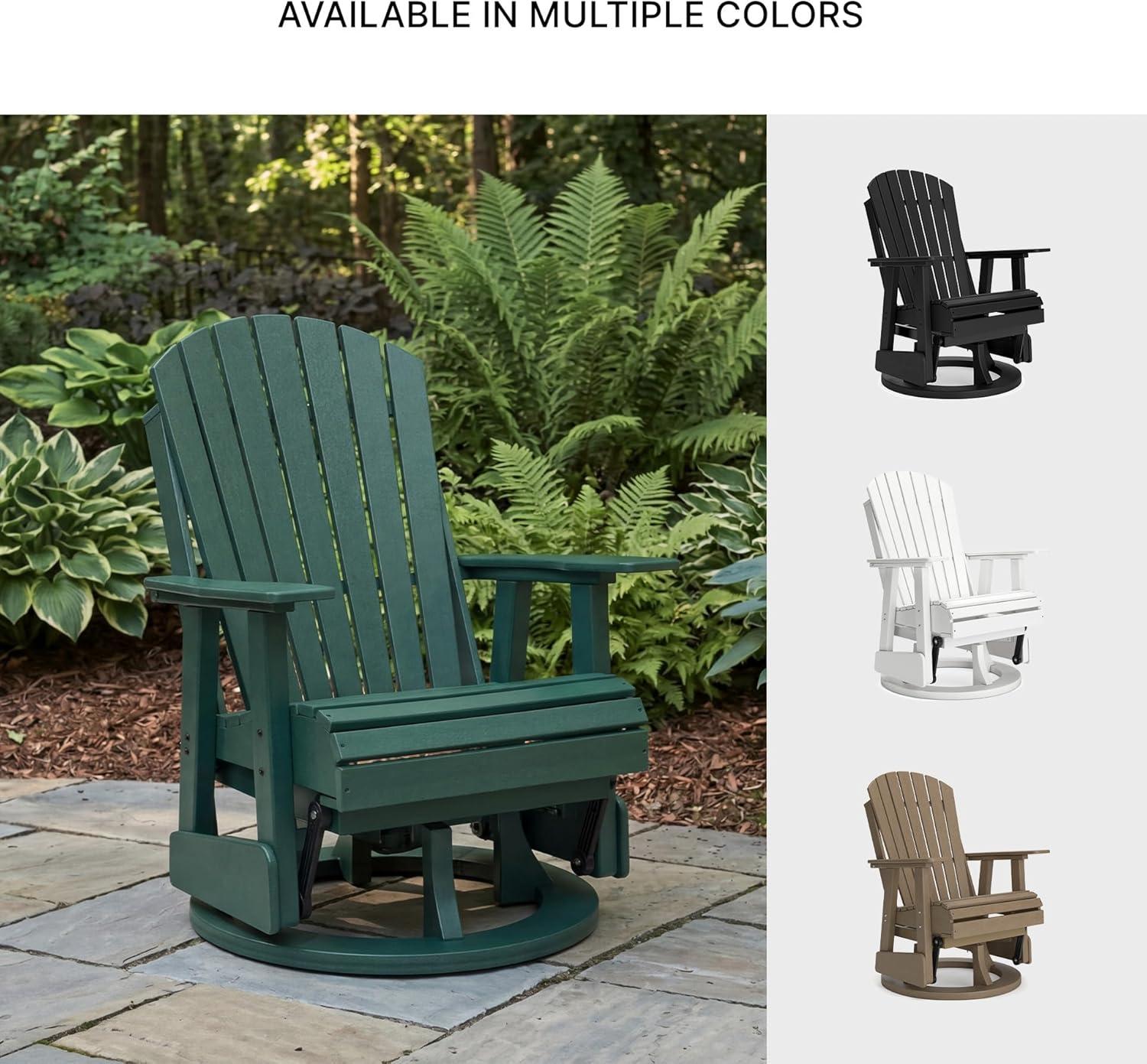 imageSignature Design by Ashley Hyland Wave Outdoor Chair 360Degree Swivel Glider MEGATUFF HDPE AdirondackInspired Lounger Design for Patio and Porch Green