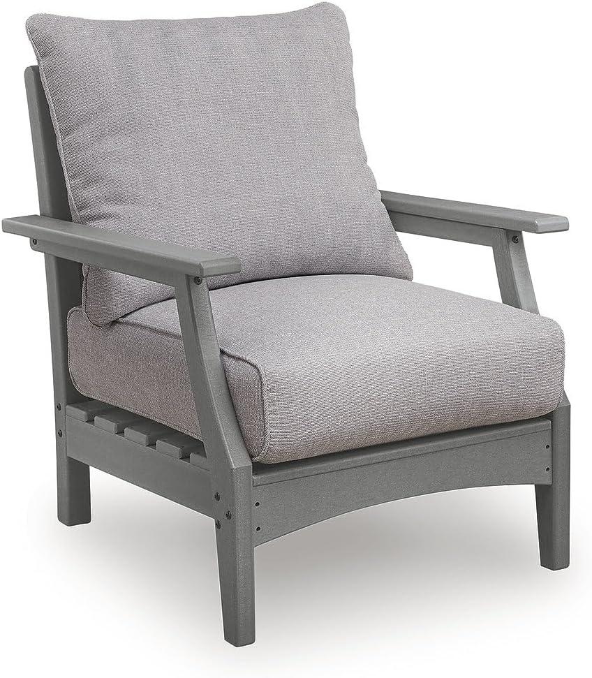 imageSignature Design by Ashley Lone View Bay Casual Outdoor Lounge Chair with Cushion Set of 2 Gray