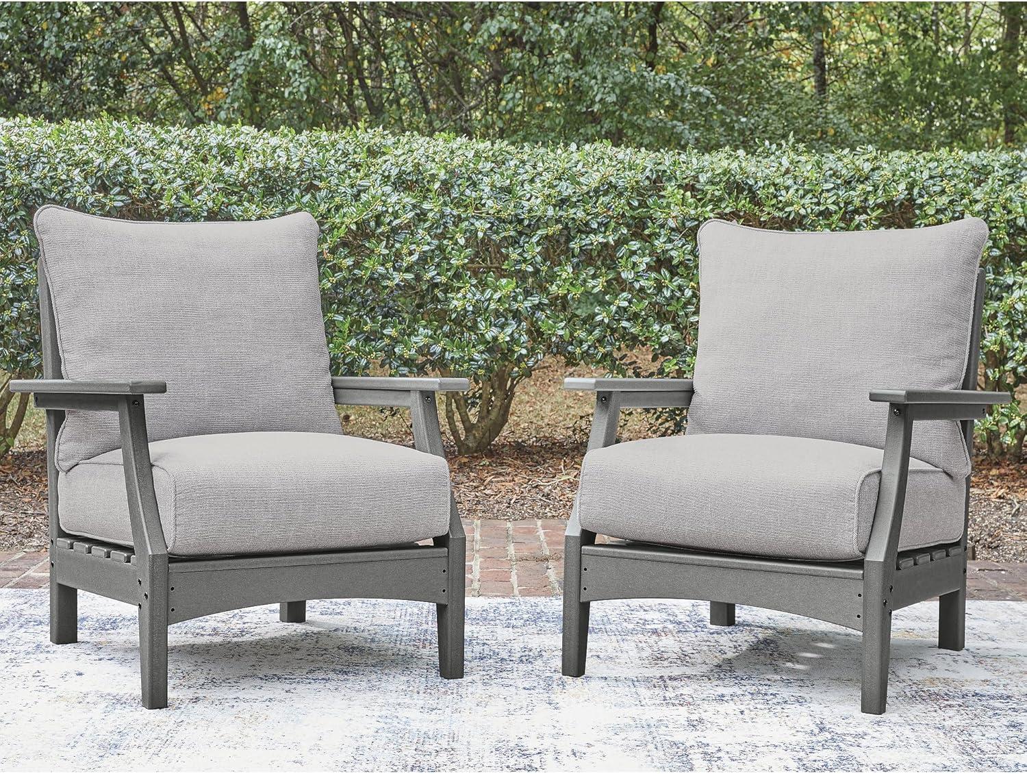 imageSignature Design by Ashley Lone View Bay Casual Outdoor Lounge Chair with Cushion Set of 2 Gray