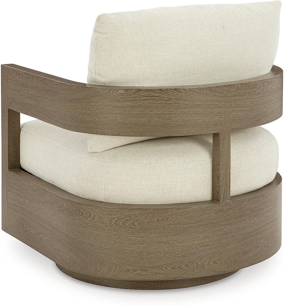 imageSignature Design by Ashley Serene Bay Outdoor 360 Swivel Glider Chair WoodLook PowderCoated Aluminum Frame Nuvella Fabric Cushions Patio Seating