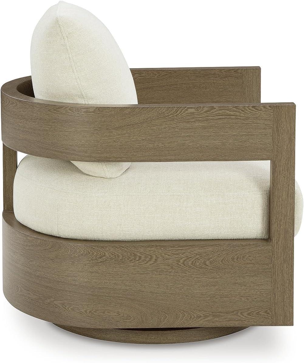 imageSignature Design by Ashley Serene Bay Outdoor 360 Swivel Glider Chair WoodLook PowderCoated Aluminum Frame Nuvella Fabric Cushions Patio Seating