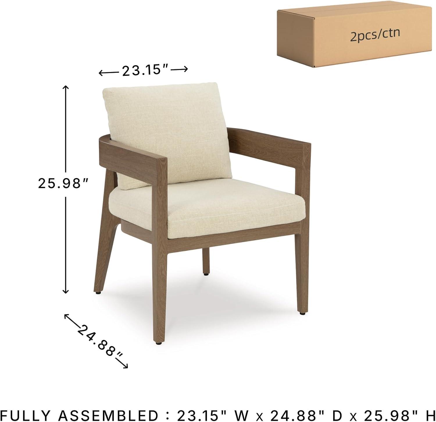 imageSignature Design by Ashley Serene Bay Outdoor Dining Chair Set of 2 WoodLook PowderCoated Aluminum with Nuvella Cushions for Patio Deck and Garden