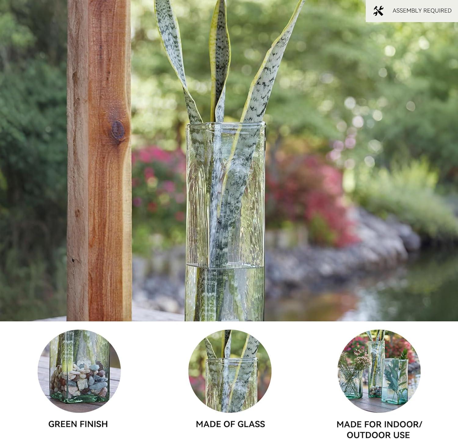 imageSignature Design by Ashley Taylow Casual IndoorOutdoor Watertight Glass Vase with Wide Mouth Set of 3 Light GreenLight Green