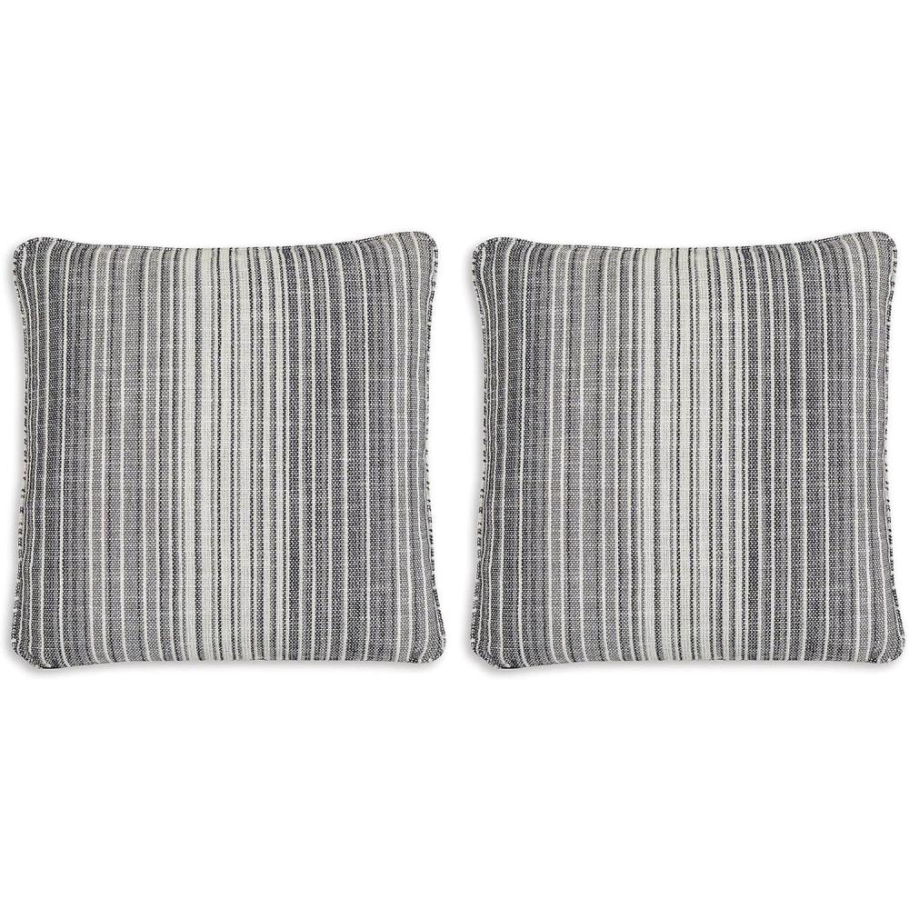 imageSignature Design by Ashley Chadby NextGen Nuvella Casual IndoorOutdoor 22x22 Inches Striped Pillow with Zipper Closure White amp Light Gray Pack of 2Square Pack of 2