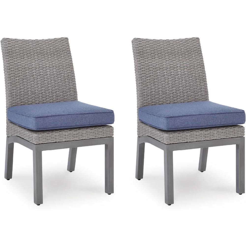 imageSignature Design by Ashley Dillon Beach Outdoor Chair Nuvella Cushion AllWeather Gray Resin Wicker on Aluminum Frame 2 Patio Outside Dining Chairs 20 W x 3575 H